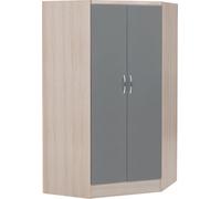 Seconique Nevada 2 Door Corner Wardrobe - Grey Gloss/Light Oak Effect Veneer, Grey