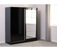 Seconique Nevada 2 Door Sliding Wardrobe In Black Gloss Finish