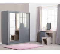Nevada Grey Gloss 2 Door Sliding Wardrobe-Seconique