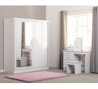 Seconique Nevada 2 Door Sliding Wardrobe With Mirror In White Gloss Finish