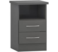 Seconique Nevada 2 Drawer Bedside in 3D Effect Grey