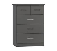 Nevada 3+2 Drawer Chest of Drawers 3D Effect Grey Metal Runners