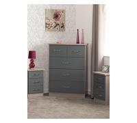 Nevada 3+2 Drawer Chest Grey Gloss/Light Oak Effect Veneer