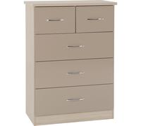 Seconique Nevada 3+2 Drawer Chest in Oyster Gloss/Light Oak Effect Veneer