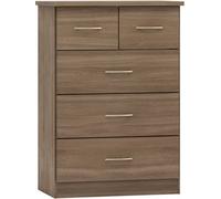 Seconique Nevada 3+2 Drawer Chest Rustic Oak Effect 5 Drawers