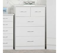 Seconique Nevada 3+2 Drawer Chest White Gloss