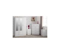 Seconique Nevada 3 Door 2 Drawer Wardrobe Bedroom Set - White Gloss, White