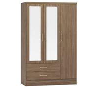 Seconique Nevada 3 Door 2 Drawer Wardrobe - Rustic Oak Effect, Brown