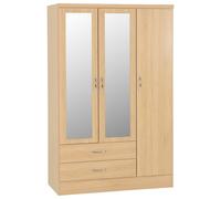 Seconique Nevada 3 Door 2 Drawer Wardrobe - Sonoma Oak Effect, Brown