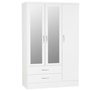 Seconique Nevada 3 Door 2 Drawer Wardrobe - White Gloss, White