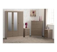 Seconique Nevada 3 Door 2 Drawer Wardrobe Bedroom Set in Oyster, none