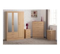 Seconique Nevada 3 Door 2 Drawer Wardrobe Bedroom Set - Sonoma Oak Effect, Brown
