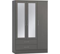 Seconique Nevada 3 Door 2 Drawer Wardrobe in 3D Effect Grey