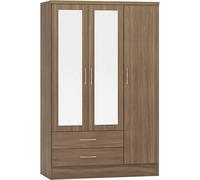 Seconique Nevada 3 Door 2 Drawer Wardrobe in Rustic Oak Effect