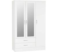 Seconique Nevada 3 Door 2 Drawer Wardrobe in White Gloss