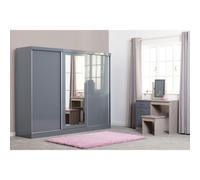 Seconique Nevada 3 Door Sliding Wardrobe In Grey Gloss Finish