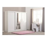 Seconique Nevada 3 Door White Sliding Wardrobe - Wilko