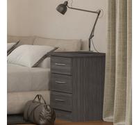 Seconique Nevada 3 Drawer Bedside - Black Wood Grain, Black
