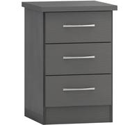 Seconique Nevada 3 Drawer Bedside in 3D Effect Grey