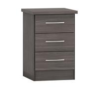 Seconique Nevada 3 Drawer Bedside in Black Seconique Black