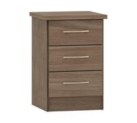 Seconique Nevada 3 Drawer Bedside in Dark Brown Seconique Dark Brown