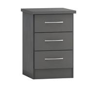 Seconique Nevada 3 Drawer Bedside in Dark Grey Seconique Dark Grey