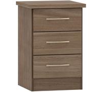 Seconique Nevada 3 Drawer Bedside in Rustic Oak Effect