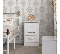 Seconique Nevada 3 Drawer Bedside In White Gloss