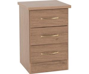 Seconique Nevada 3 Drawer Bedside Rustic Oak Effect Metal Handles And Runners