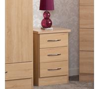 Seconique Nevada 3 Drawer Bedside - Sonoma Oak Effect, Brown