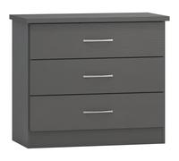 Seconique Nevada 3 Drawer Chest in 3D Effect Grey