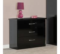 Seconique Nevada 3 Drawer Chest in Jet Black Seconique Jet Black