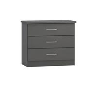 Seconique Nevada 3 Drawer Chest in 3D Effect Grey, none