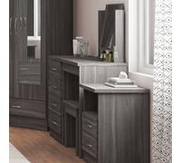 Seconique Nevada 4 Drawer Dressing Table Set Black Wood Effect Stool And Mirror