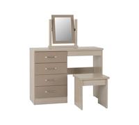 Seconique Nevada 4 Drawer Dressing Table Set in Taupe Seconique Taupe