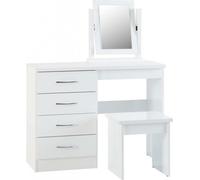 Seconique Nevada 4 Drawer Dressing Table Set In White Gloss