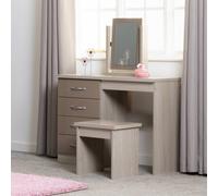 Seconique Nevada 4 Drawer Dressing Table Set in Taupe Seconique Taupe