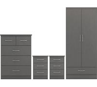 Seconique Nevada 2 Door 1 Drawer Wardrobe Bedroom Set in Dark Grey Seconique Dark Grey