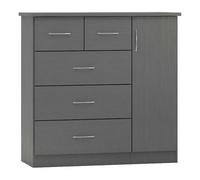 Seconique Nevada 5 Drawer Low Wardrobe - 3D Effect Grey