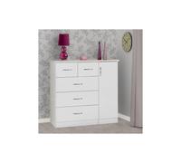 Seconique Nevada 5 Drawer Low Wardrobe - White Gloss, White