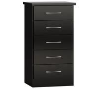 Seconique Nevada 5 Drawer Narrow Chest in Black Gloss, none