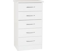 Seconique Nevada 5 Drawer Narrow Chest in White Gloss