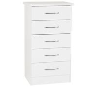 Seconique Nevada 5 Drawer Narrow Chest in White Gloss, none