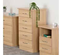 (5 Drawer Narrow Chest) Nevada Bedroom Furniture Range - Sonoma Oak Effect