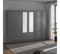 NEVADA 6 DOOR 2 DRAWER WARDROBE - 3D EFFECT GREY - SECONIQUE | TJ Hughes
