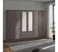 NEVADA 6 DOOR 2 DRAWER WARDROBE - BLACK WOOD GRAIN - SECONIQUE | TJ Hughes