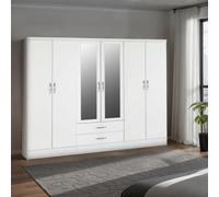 Seconique Nevada 6 Door 2 Drawer Wardrobe - White Gloss, White