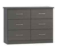 Seconique Nevada 6 Drawer Chest in 3D Effect Grey