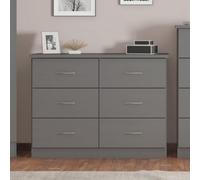 Seconique Nevada 6 Drawer Chest Of Drawers 3D Effect Grey