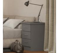 Seconique Nevada Bedside 3 Drawer 3D Effect Grey